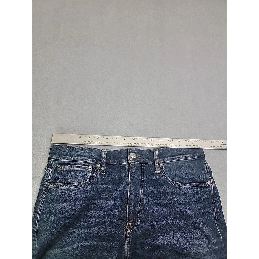 J Crew‎ 770 Jeans Mens 32 34x30 Straight Taper Dark Blue Stretch Mod Rise Preppy